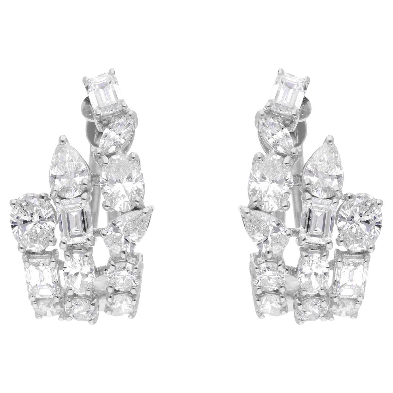 SI Reinheit HI Farbe Multi Form Diamant-Ohrringe 18 Karat Weißgold Schmuckstücke