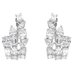 SI Clarity HI Color Multi Shape Diamond Earrings 18 Karat White Gold Jewelry