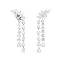 SI Clarity HI Color Multi Shape Diamond Fine Dangle Earrings 18 Karat White Gold