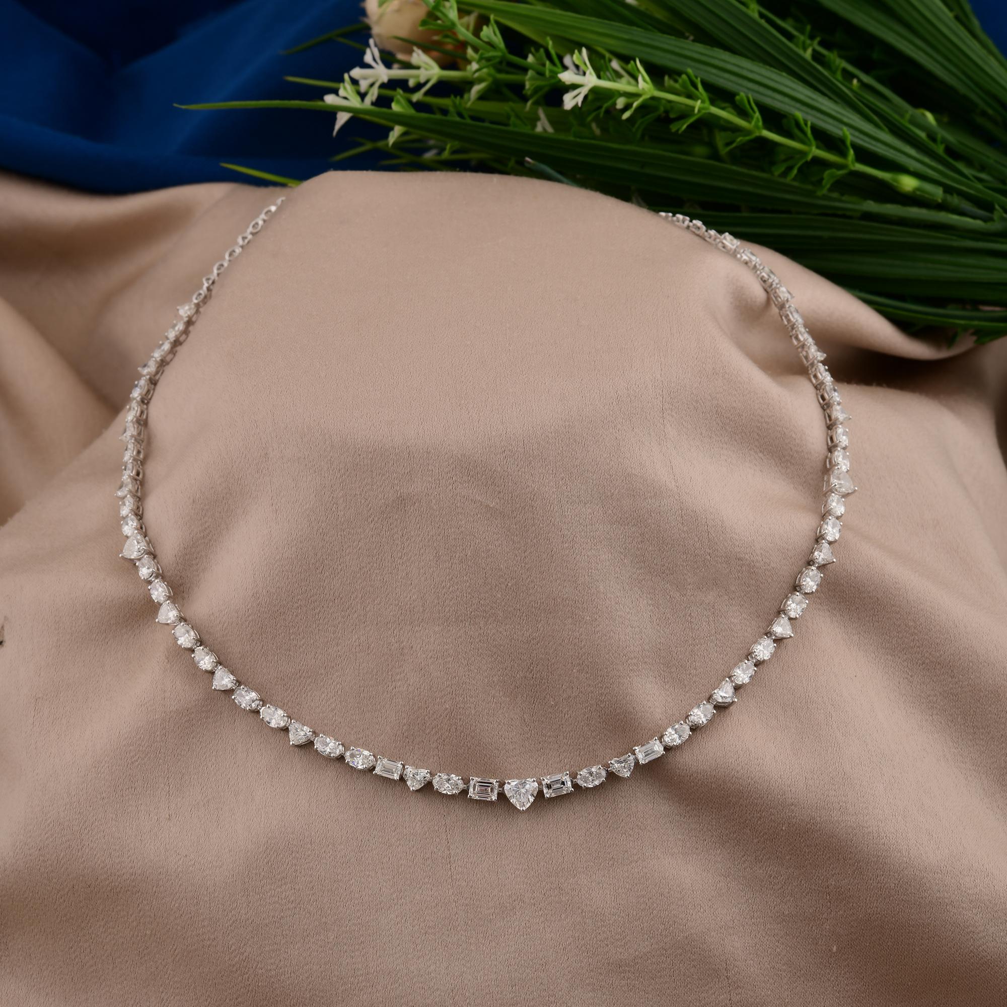 Oval Cut SI Clarity HI Color Multi Shape Diamond Necklace 14 Karat White Gold Jewelry For Sale