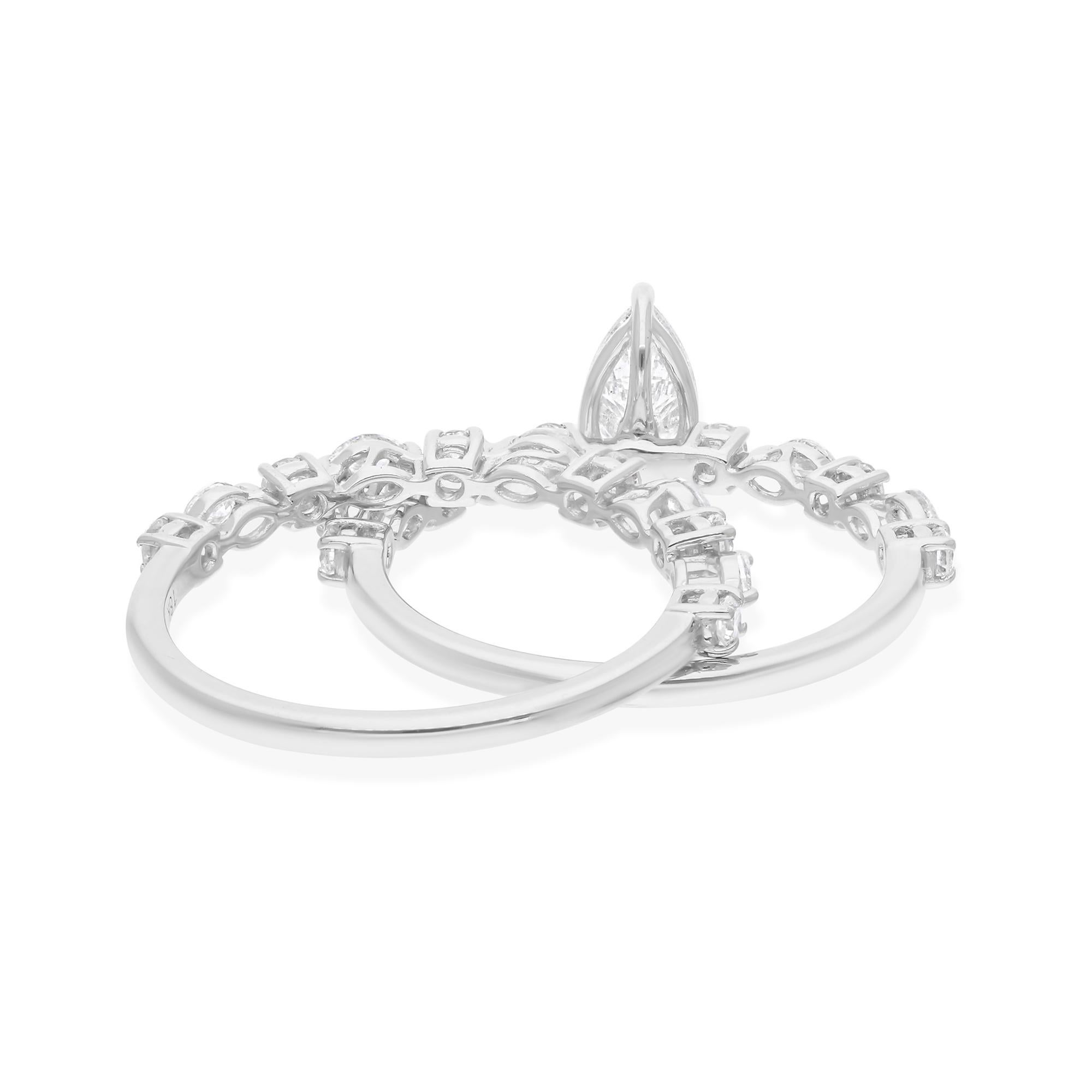 in vendita:  SI Clarity HI Color Diamante naturale in oro bianco 14K Set di 2 anelli Regalo di compleanno 5