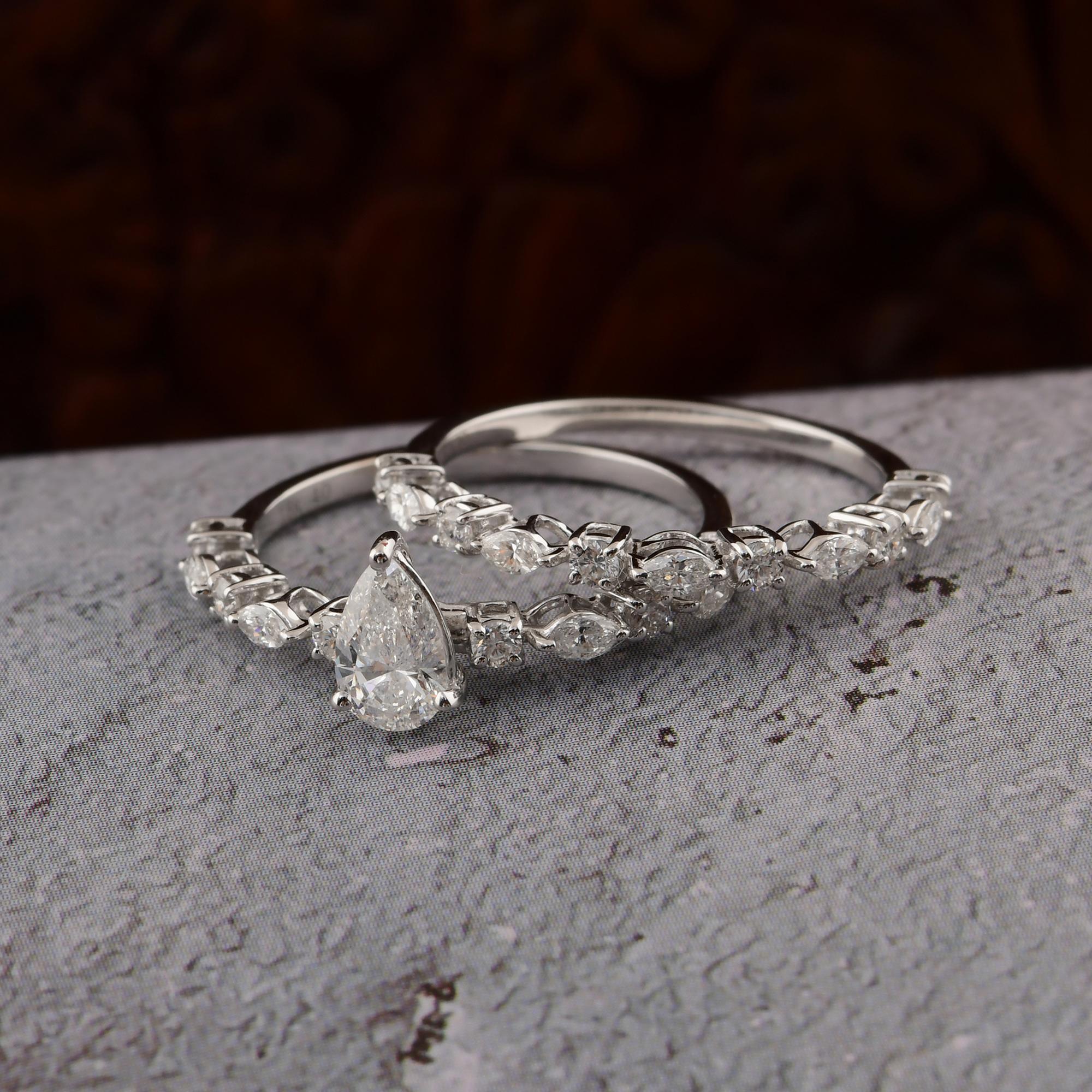 in vendita:  SI Clarity HI Color Diamante naturale in oro bianco 14K Set di 2 anelli Regalo di compleanno 6