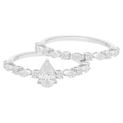 SI Reinheit HI Farbe Natürlicher Diamant 14K Weißgold Ring 2er Set Geburtstagsgeschenk