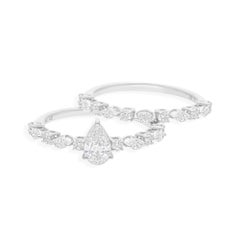 SI Reinheit HI Farbe Natürlicher Diamant 18K Weißgold Ring 2er Set Geburtstagsgeschenk