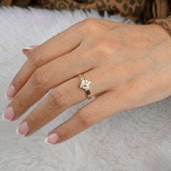SI Clarity HI Color Natural Diamond Cluster Promise Ring Or jaune 18 carats