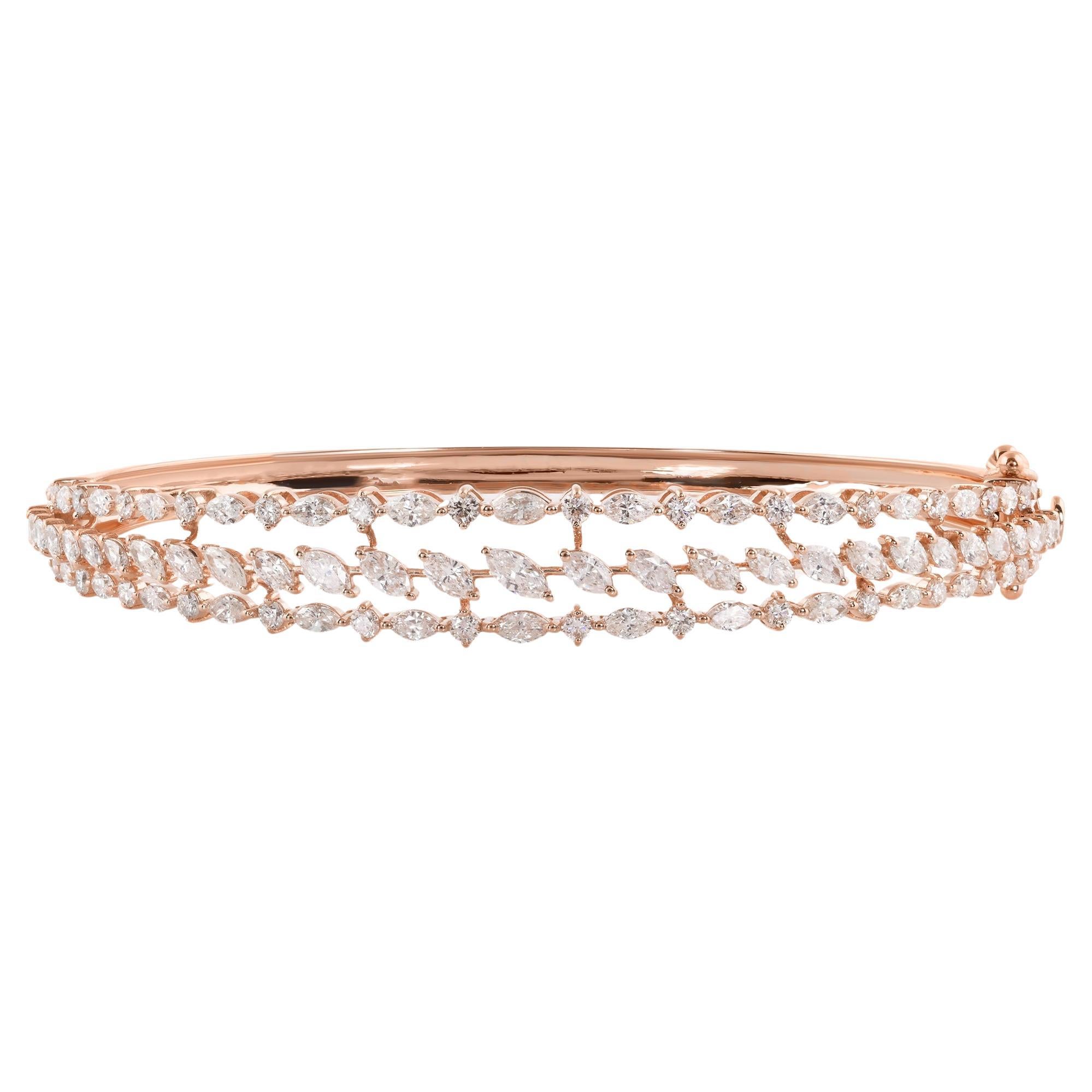 De las mujeres SI Claridad HI Color Diamante Natural Brazalete Puño Ancho Oro Rosa 18 Kilates en venta
