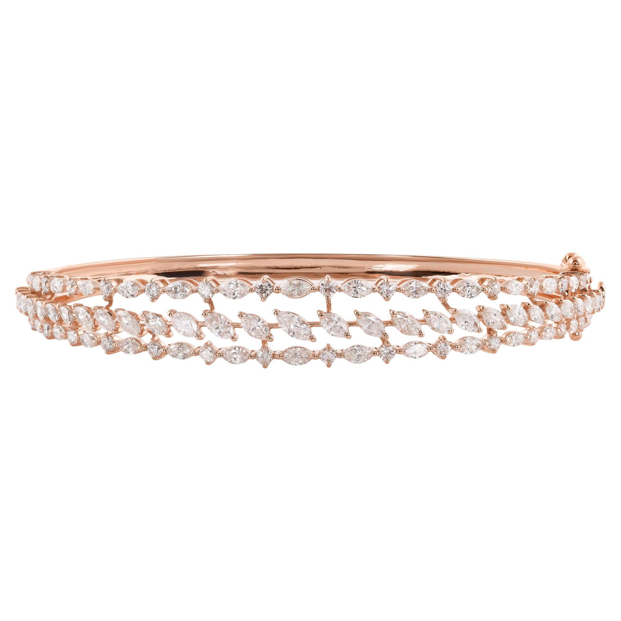 SI Clarity HI Color Natural Diamond Wide Cuff Bangle Bracelet 18 Karat Rose Gold