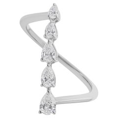 SI Clarity HI Color Natural SI/H Diamond Long Five Stone Ring 18k White Gold
