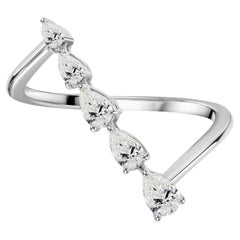 SI Clarity HI Color Natural SI/H Diamond Long Five Stone Ring 18k White Gold