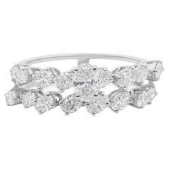 SI Reinheit HI Farbe Oval Cut Diamond Double Band Verlobungsring 18k Weißgold