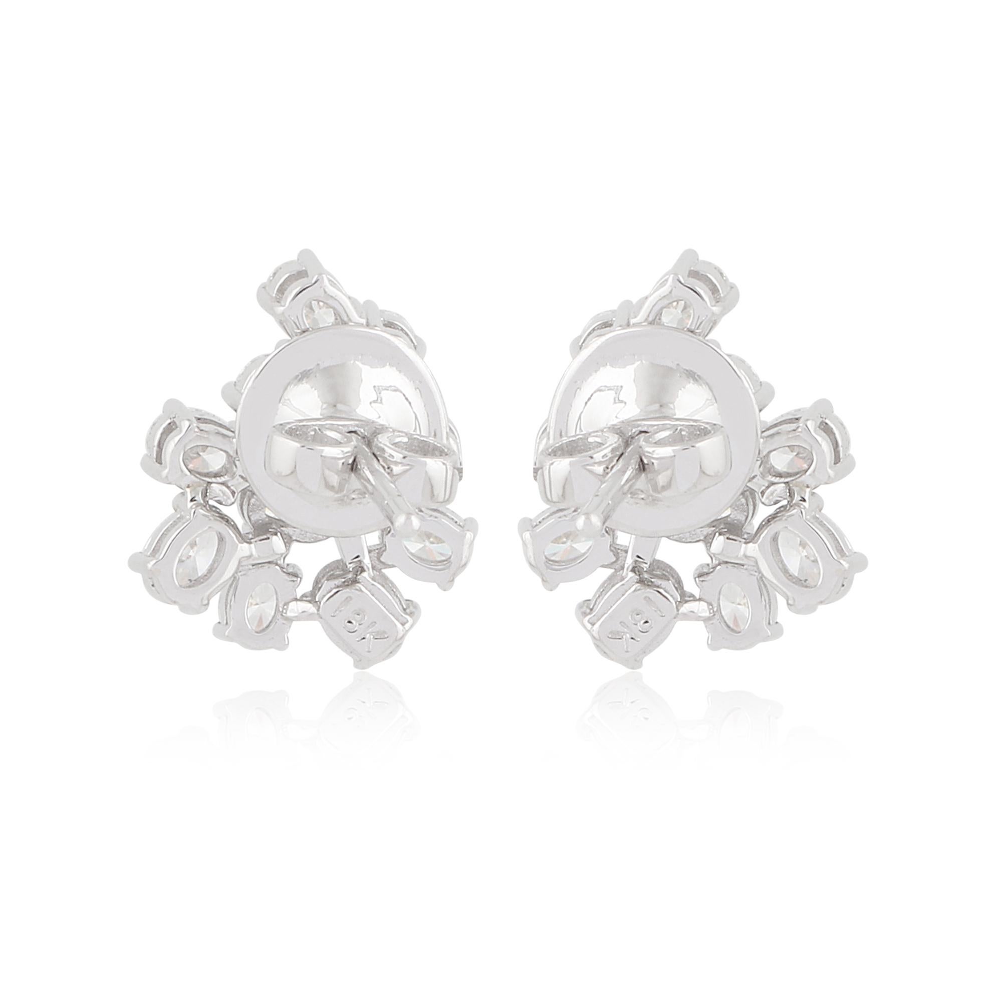 SI Claridad HI Color Diamante Oval Pendientes de oro blanco de 18 quilates Joyería fina Corte oval en venta