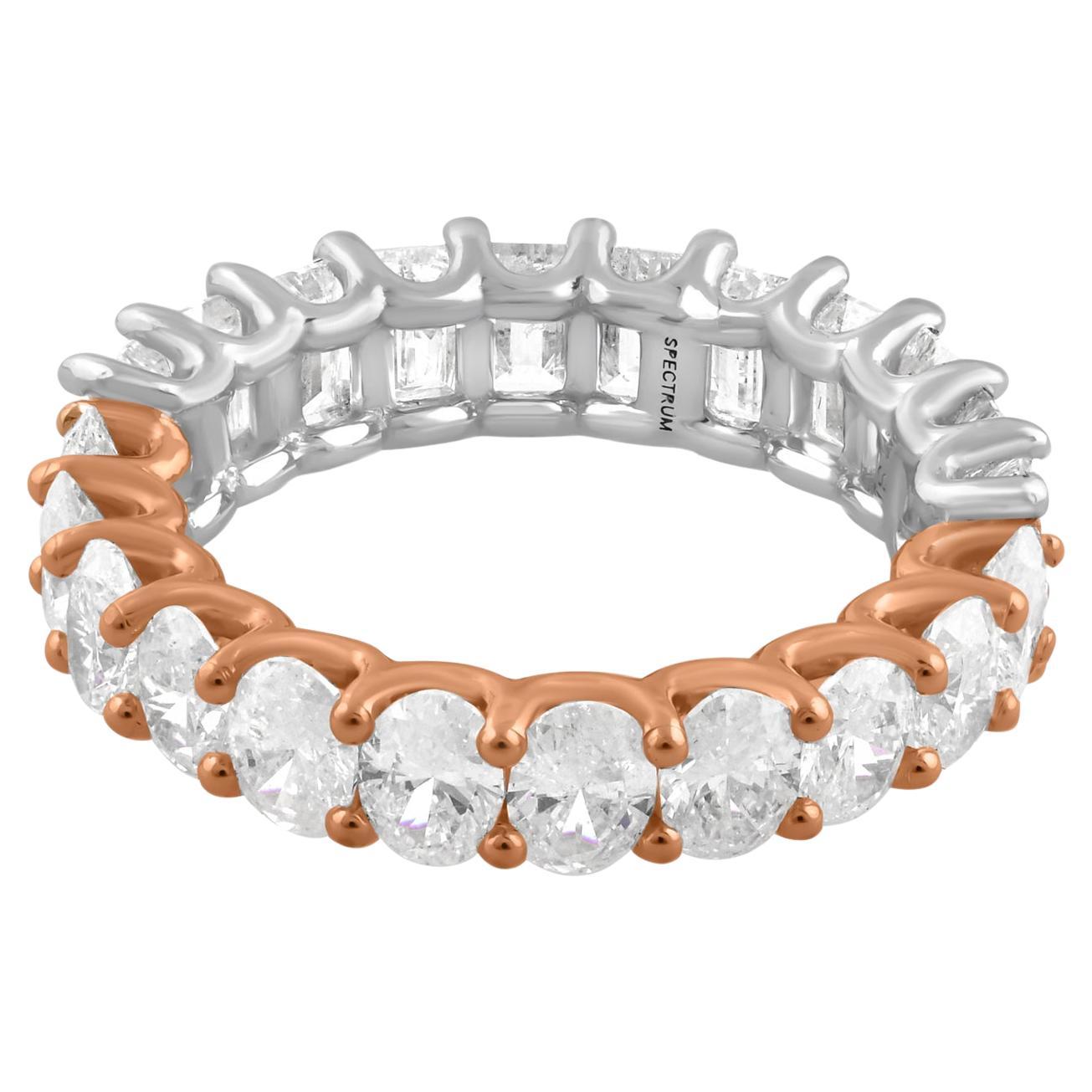 SI Reinheit HI Farbe Oval Achteckschliff Diamantring 14 Karat Roségold im Angebot
