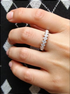 SI Clarity HI Color Oval & Octagon Cut Diamond Band Ring 14 Kt Rose & White Gold