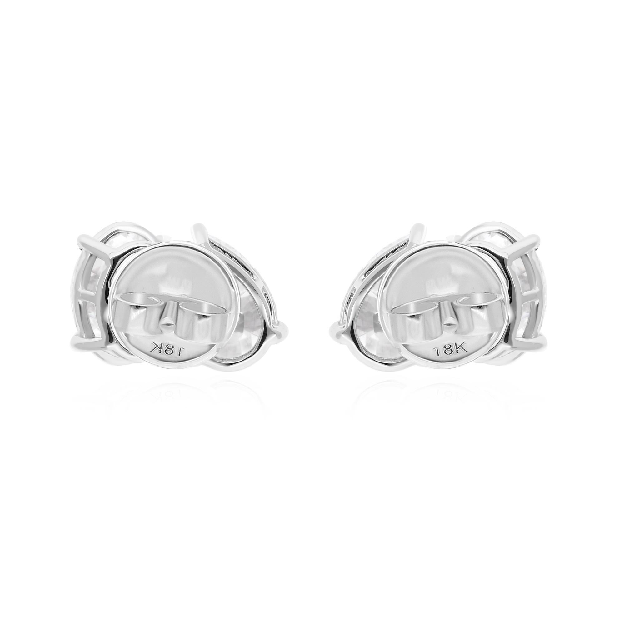 Women's SI Clarity HI Color Oval & Pear Diamond Earrings 18 Karat White Gold Jewelry For Sale