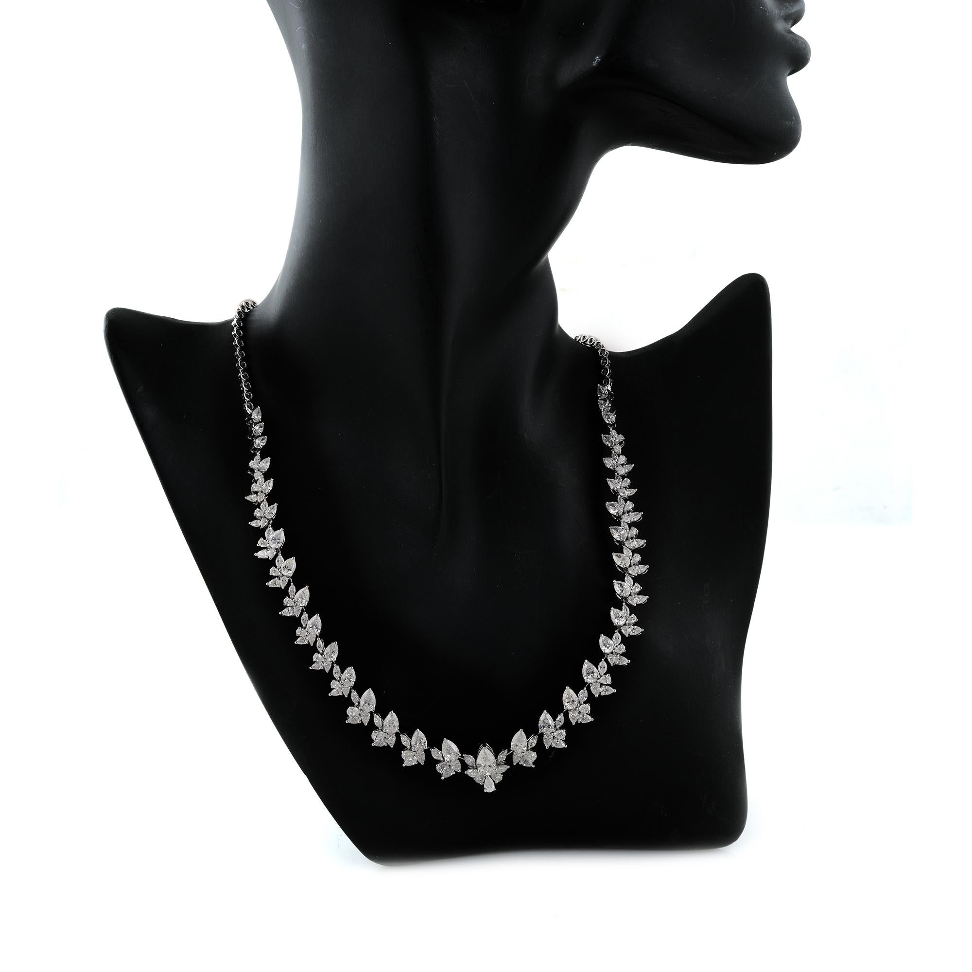 Modern SI Clarity HI Color Pear Diamond Charm Necklace 14 Karat White Gold Fine Jewelry For Sale