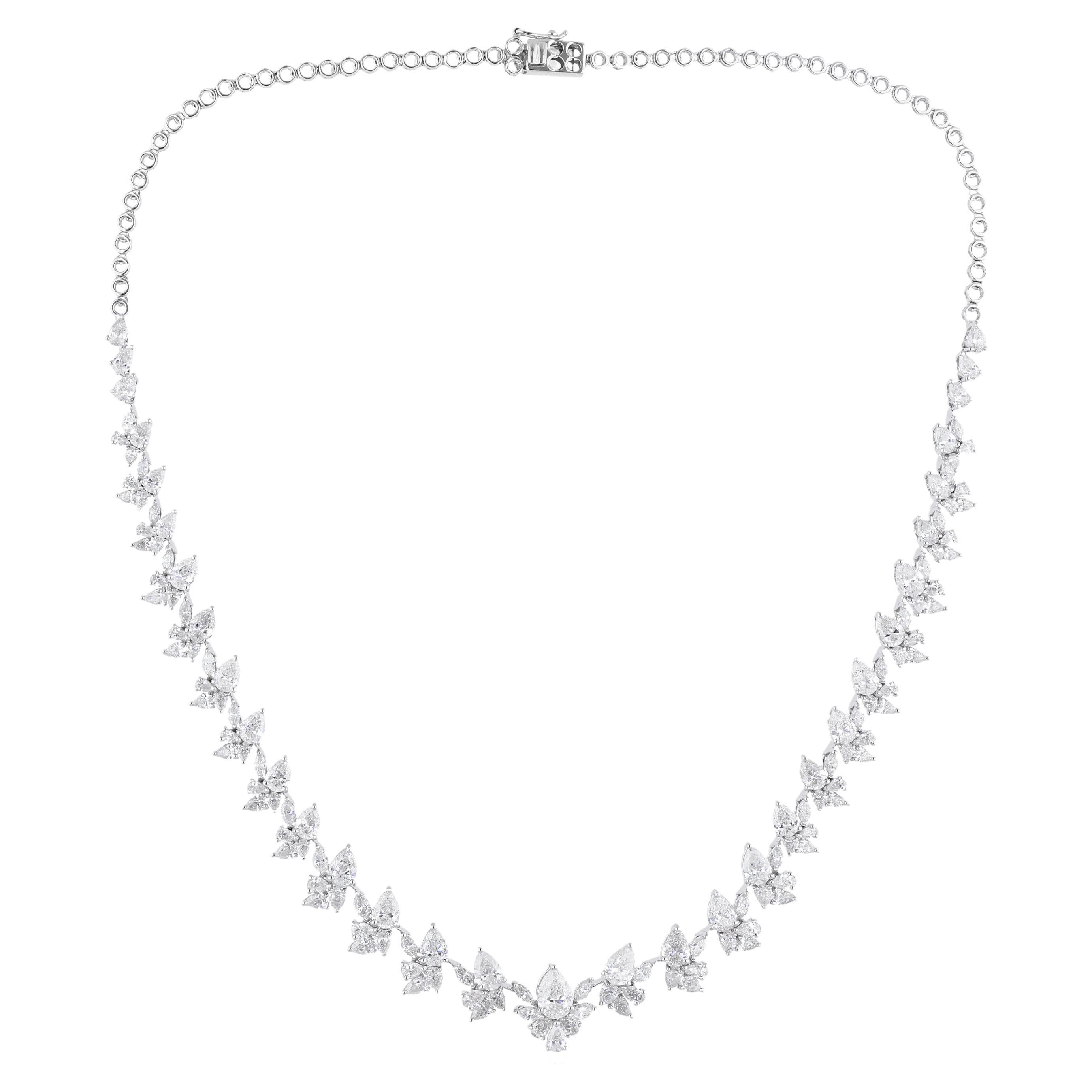 SI Clarity HI Color Pear Diamond Charm Necklace 14 Karat White Gold Fine Jewelry