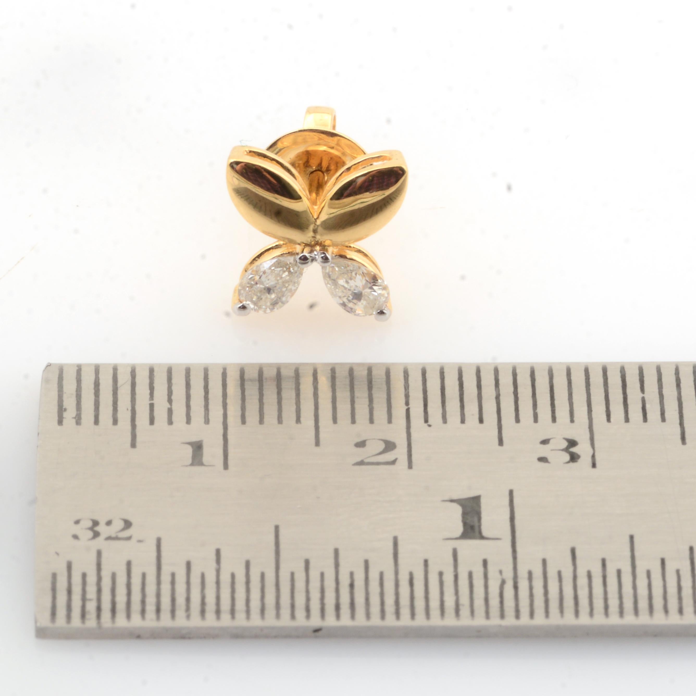 SI Claridad HI Color Diamante Pera Pendientes Flor Oro Amarillo Macizo 18k en Nuevo estado para la venta en Diera, Dubai