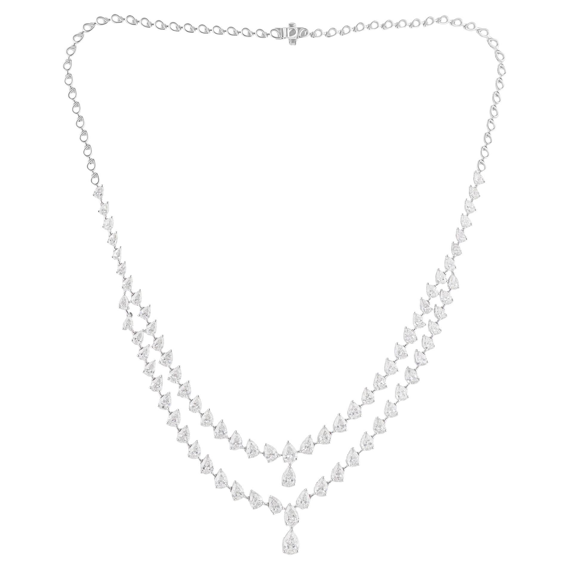 SI Clarity HI Color Collana di diamanti a pera in oro bianco 14 carati Gioielli fatti a mano