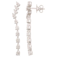2.63 Carat SI Clarity HI Color Pear Diamond Stick Earrings 18 Karat White Gold