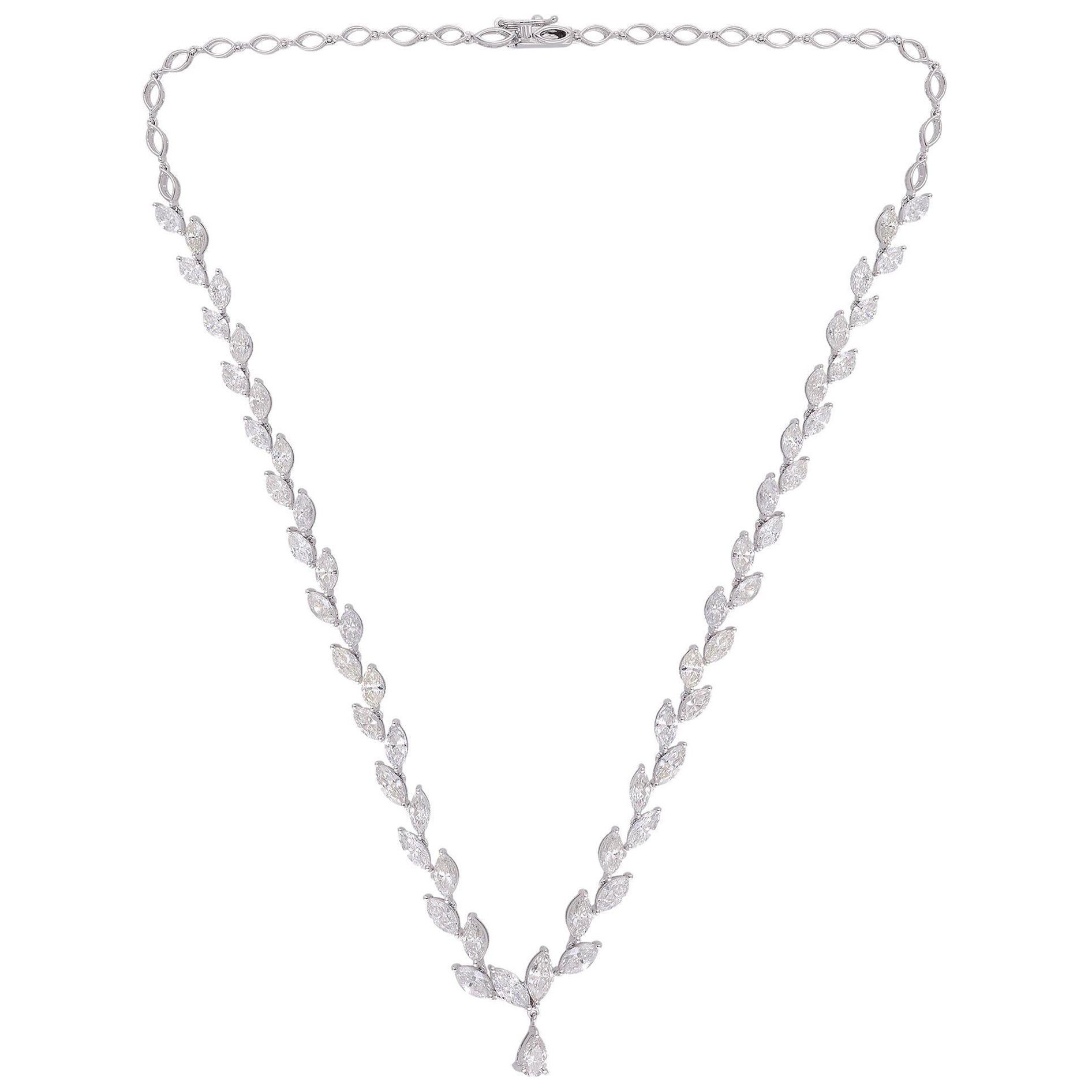 SI Clarity HI Color Collier de diamants poire et marquise en or blanc 14k Fine Jewelry