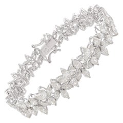 SI Claridad HI Color Diamante Marquesa Pera Pulsera Tenis Oro Blanco 14 Quilates