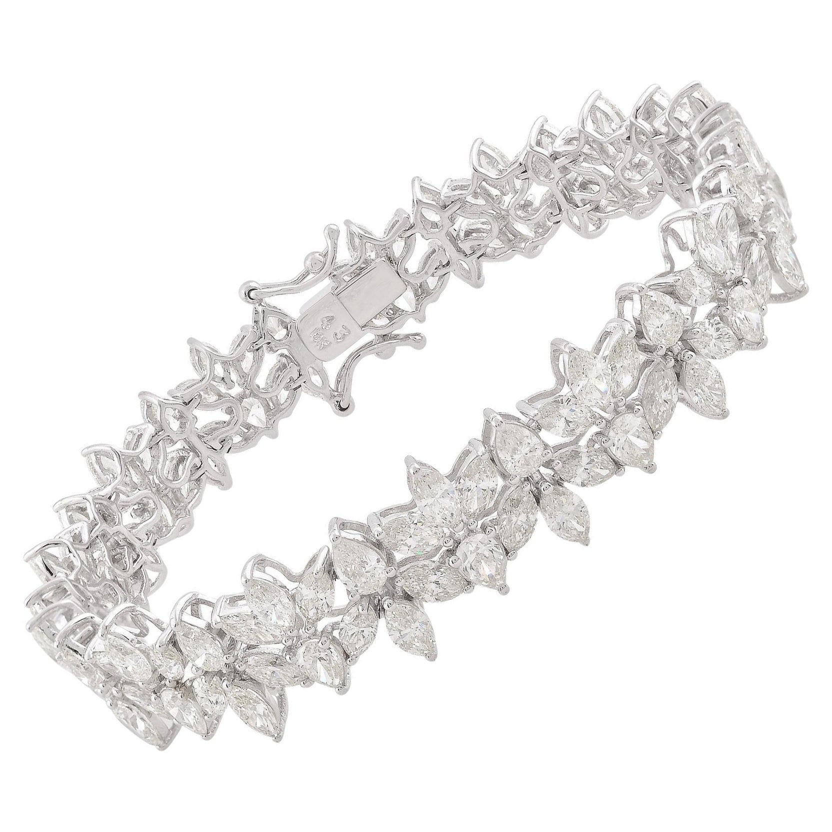 SI Claridad HI Color Diamante Marquesa Pera Pulsera Tenis Oro Blanco 14 Quilates