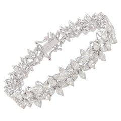 SI Claridad HI Color Diamante Marquesa Pera Pulsera Tenis Oro Blanco 14 Quilates