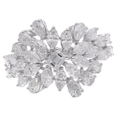 Bague de pureté SI couleur poire marquise taille émeraude en or blanc 18 carats