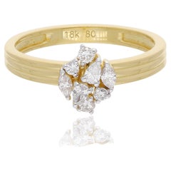 SI Clarity HI Color Pear Marquise Round Diamond Band Ring 18 Karat Yellow Gold