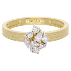 Bague jonc en or jaune 18 carats avec diamants ronds taille poire marquise de pureté SI