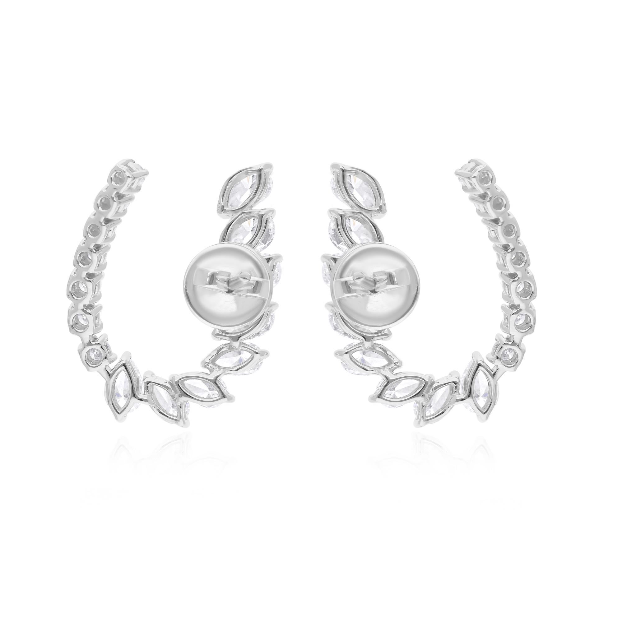 Modern SI Clarity HI Color Pear Marquise Round Diamond Earrings 14 Karat White Gold For Sale