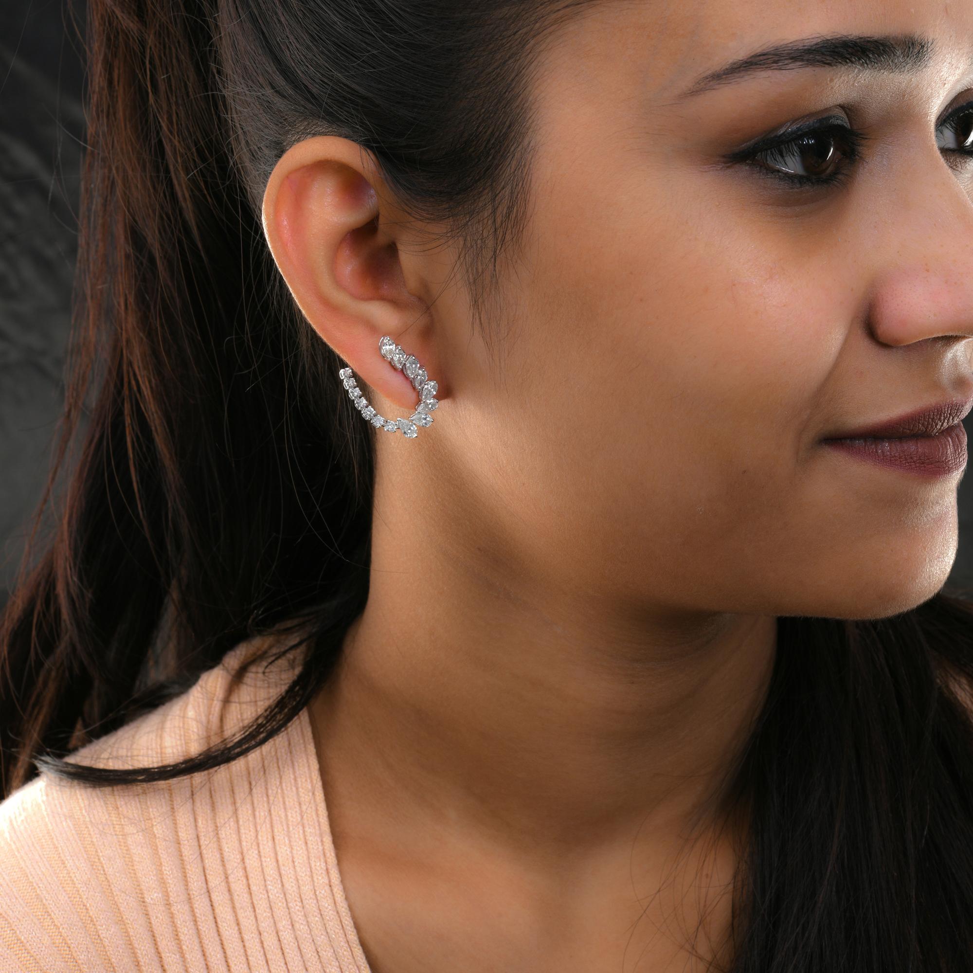 Modern SI Clarity HI Color Pear Marquise Round Diamond Earrings 18 Karat White Gold For Sale