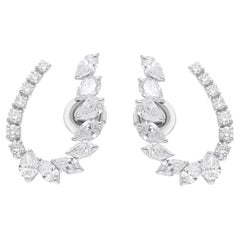 SI Clarity HI Color Pear Marquise Round Diamond Earrings 18 Karat White Gold