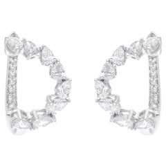 Purezza SI Colore HI Orecchini con diamanti tondi e pera Gioielli in oro bianco 14 carati