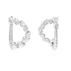 SI Clarity HI Color Pear & Round Diamond Earrings 18 Karat White Gold Jewelry