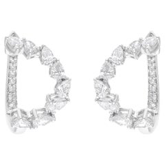 Purezza SI Colore HI Orecchini con diamanti tondi e pera Gioielli in oro bianco 18 carati