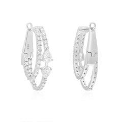 SI Reinheit HI Farbe Birnenförmige runde Diamant-Creolen-Ohrringe 18 Karat Weißgold Schmuck