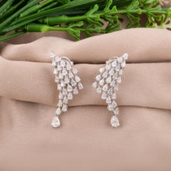 SI Reinheit HI Farbe Birnenform Diamant-Ohr-Manschettenohrringe 14 Karat Weißgold