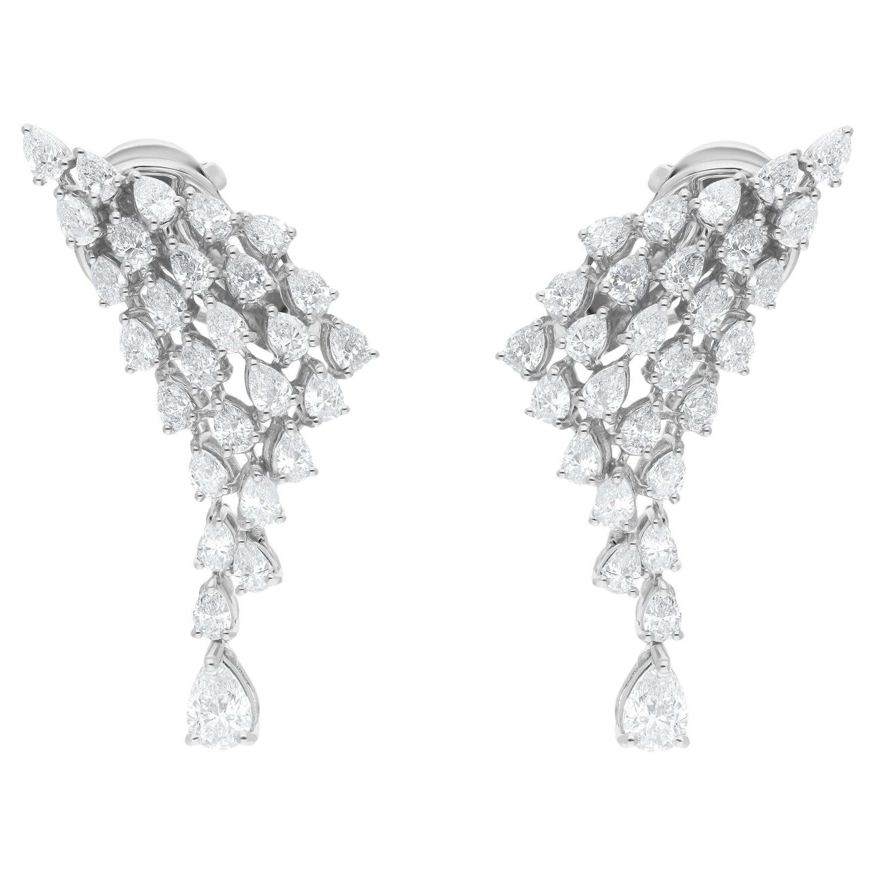 Purezza SI Colore HI Forma di pera Orecchini a bracciale con diamanti Oro bianco 18 carati