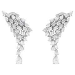 Purezza SI Colore HI Forma di pera Orecchini a bracciale con diamanti Oro bianco 18 carati