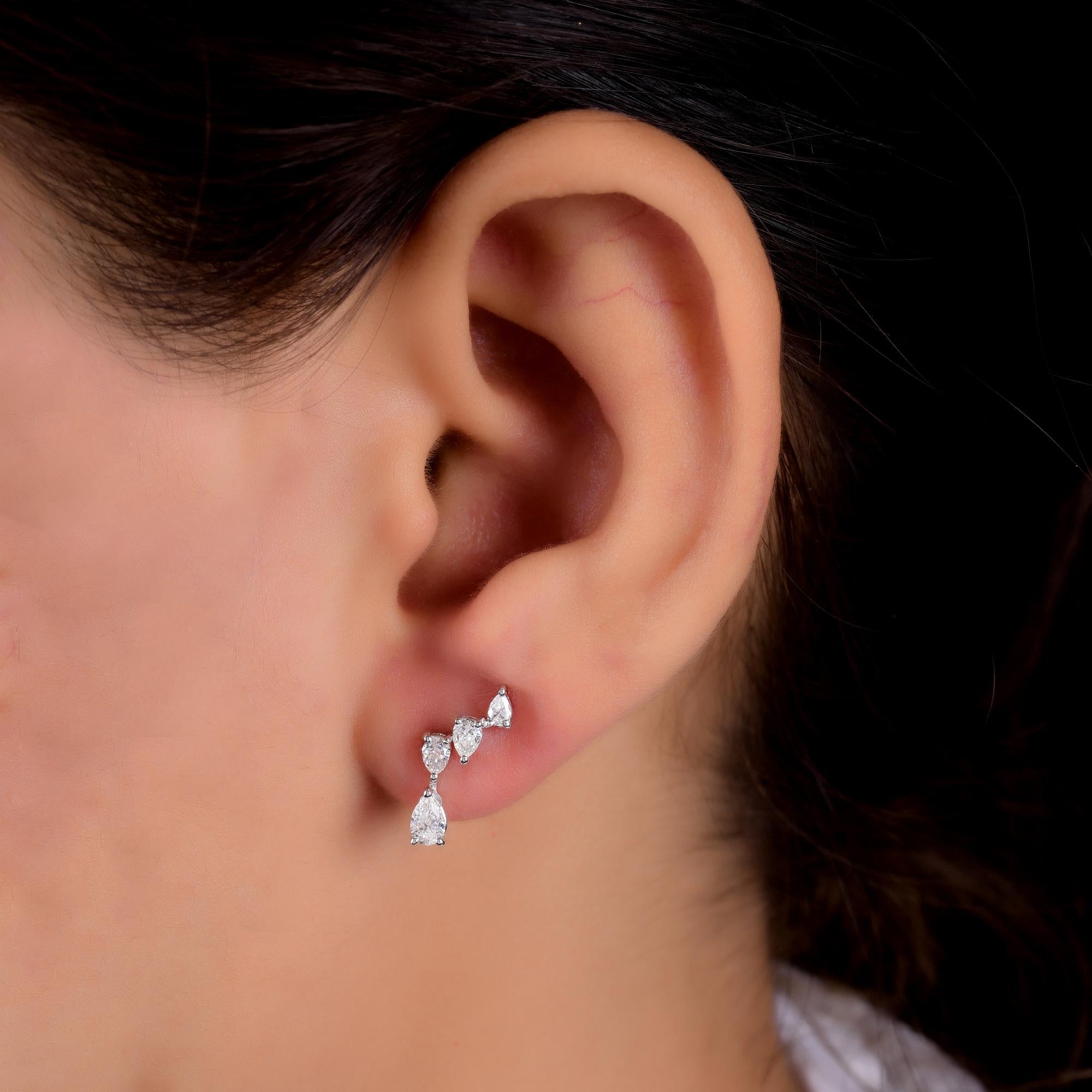 Women's SI Clarity HI Color Pear Shape Diamond Earrings 14 Karat White Gold Fine Jewelry For Sale