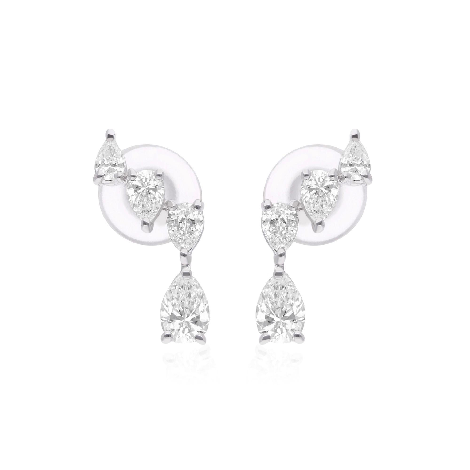 SI Clarity HI Color Pear Shape Diamond Earrings 14 Karat White Gold Fine Jewelry (Boucles d
oreilles diamant en forme de poire)