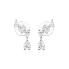 SI Clarity HI Color Pear Shape Diamond Earrings 14 Karat White Gold Fine Jewelry (Boucles d
oreilles diamant en forme de poire)