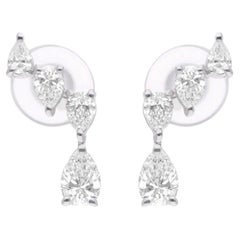 SI Clarity HI Color Pear Shape Diamond Earrings 18 Karat White Gold Fine Jewelry
