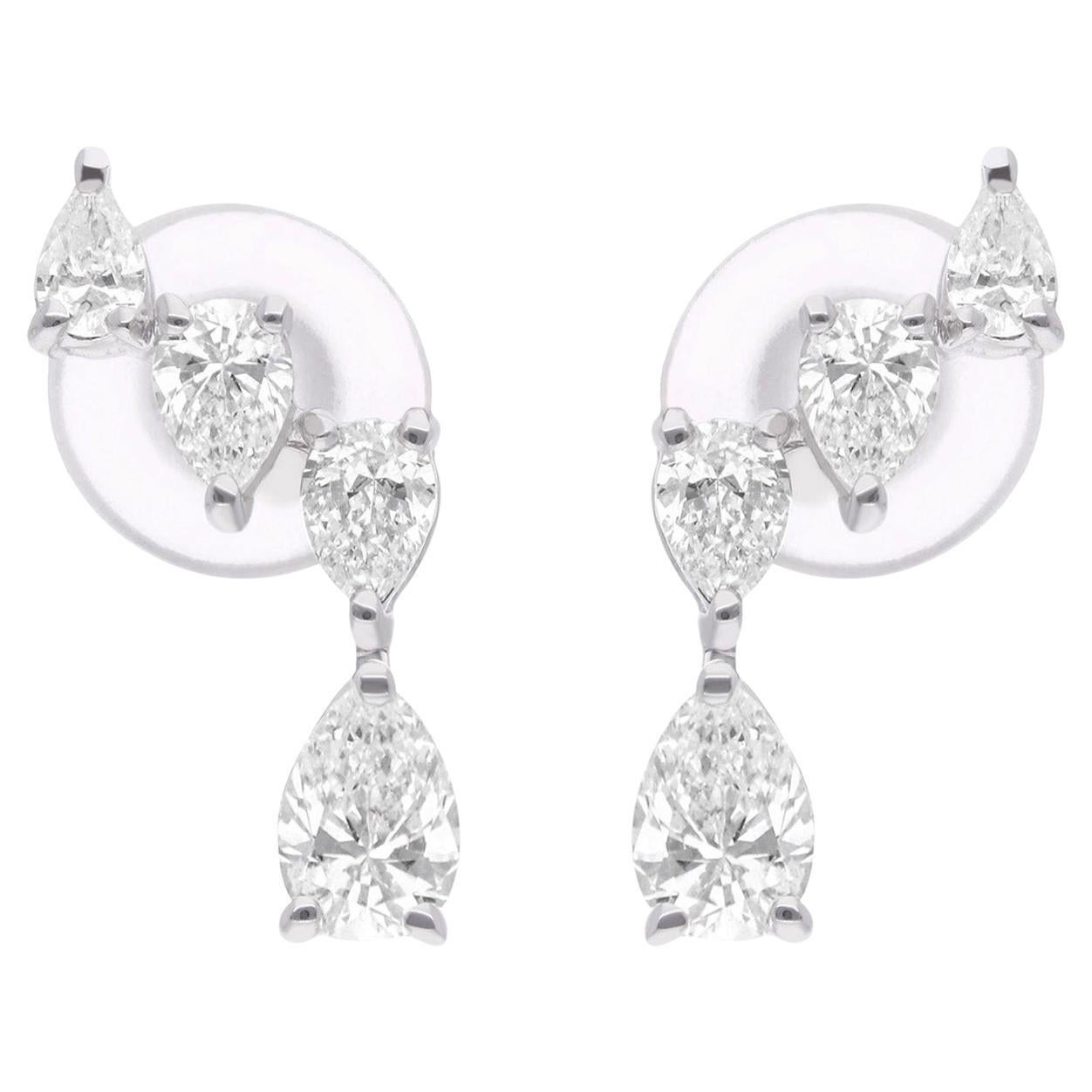 SI Clarity HI Color Pear Shape Diamond Earrings 18 Karat White Gold Fine Jewelry (Boucles d
oreilles diamant en forme de poire)