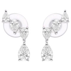 SI Clarity HI Color Pear Shape Diamond Earrings 18 Karat White Gold Fine Jewelry (Boucles d
oreilles diamant en forme de poire)