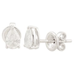 SI Clarity HI Color Pear Shape Diamond Stud Earrings 10 Karat White Gold Jewelry