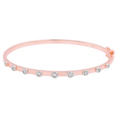 Bracelet jonc en or rose 18 carats avec diamants ronds de pureté SI