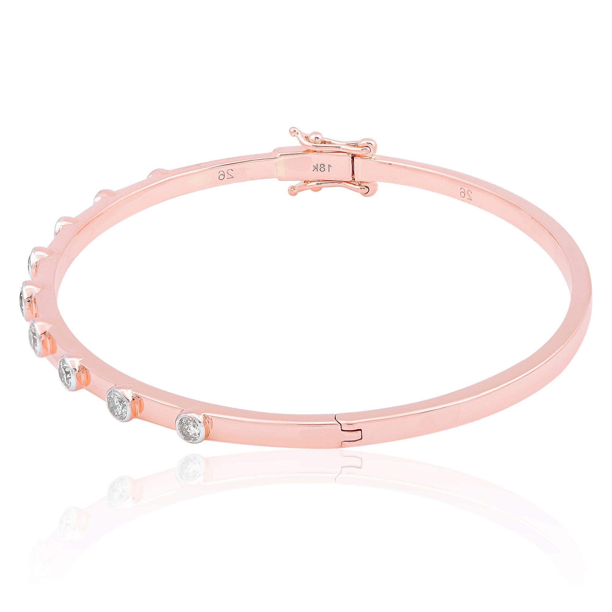 SI Reinheit HI Farbe Runder Diamant Manschetten-Armband 14 Karat Rose Gold Schmuck im Zustand „Neu“ im Angebot in Diera, Dubai
