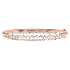 SI Clarity HI Color Round & Marquise Diamond Bracelet en or rose 14 carats